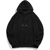 ZAFUL Men's Hoodies Ethnic Style Contrast Binding Kangaroo Pocket Loose Pullover Fuzzy Hoodie