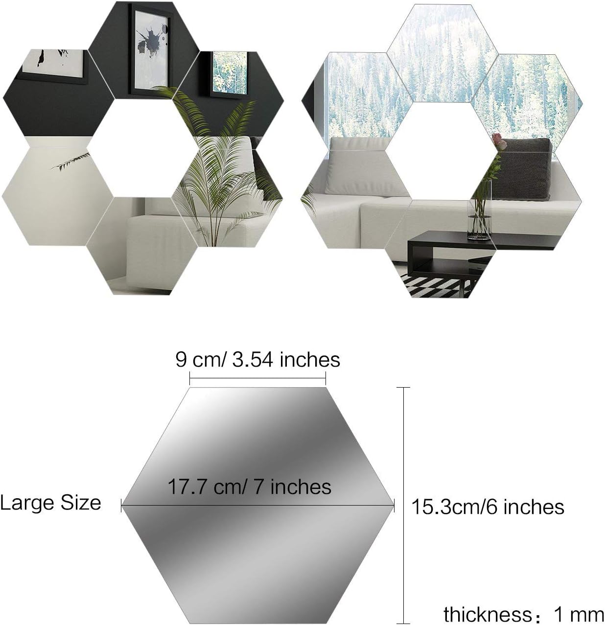 BBTO 15 Pieces Mirror Sheets Flexible Non Glass Mirror Plastic Mirror Self Adhesive Tiles Mirror Wall Stickers (3.5 Inch): Home & Kitchen