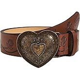 GORGLITTER Women's Heart Belt Y2k Belts Cowgirl Belt Vintage Western PU Leather Belts