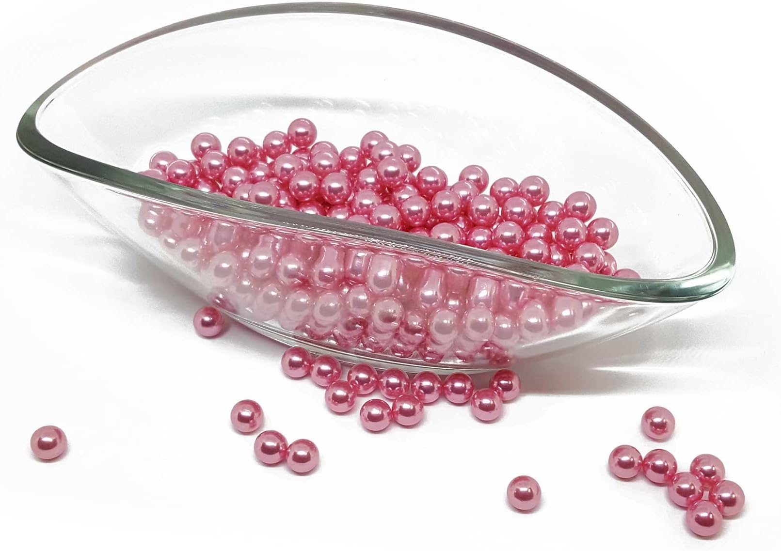 100 x No-Hole Pearls 12mm - Deco wedding - shiny wax beads - Set - 12mm - Pink