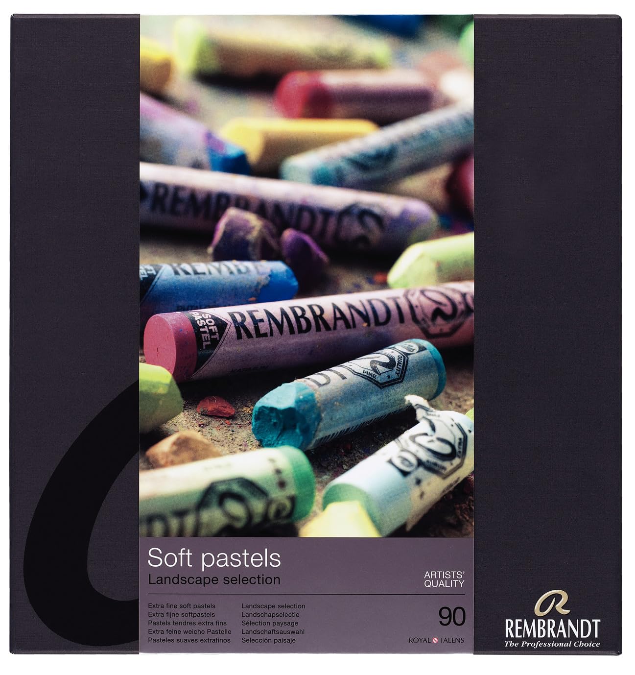 Rembrandt Royal Talens Soft Pastels General Wood Box Set, 90 Stick Set