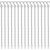 PLULON 15 Pack 10 Inch Hanging Basket Hooks Black Hanging Chains Garden Plant Hanger Chain Clips Outdoor for Flower Baskets, Bird Feeders, Wind Chimes, Lanterns, Ornaments
