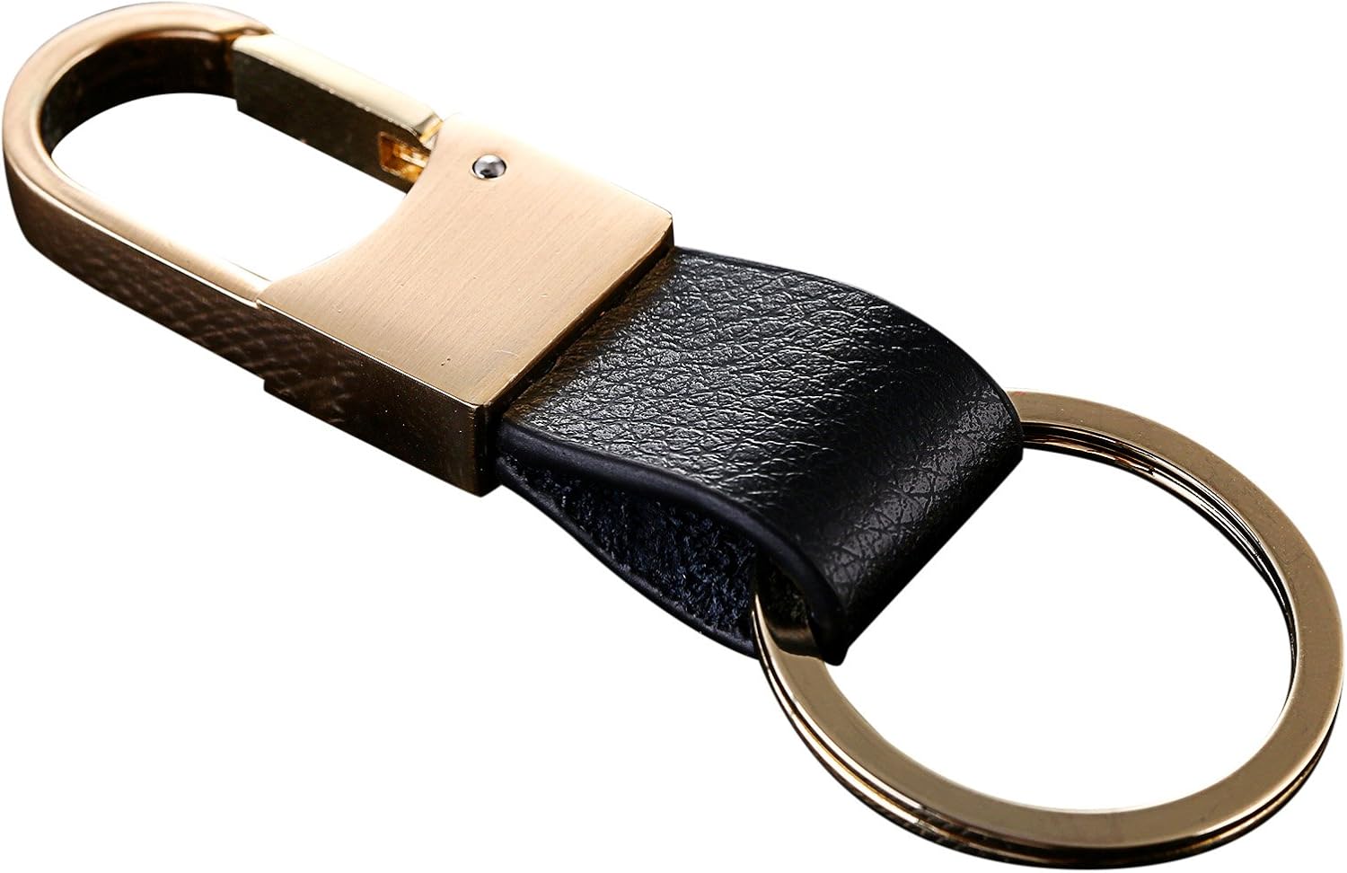 Cerbery - Elegant leather keyring with rings and gift box, Gold, M