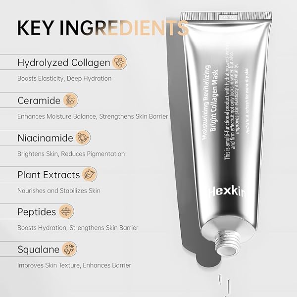 HEXKIN COLLAGEN PEEL OFF FACIAL MASK WRAPPING PEEL OFF FACE MASK ELASTICITY HYDRATION CARE, REDUCES SAGGING DULLNESS FOR GLOWING SKIN KOREAN SKIN CARE, 2.82OZ.