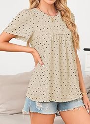 Falechay Apricot-Black Dots Tops for Women Cute