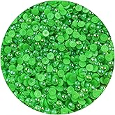 1500pcs 4mm Half Pearl Hot Green AB Flatback Beads for Crafts DIY Round Plastic Half Flat Back Pearls Loose Bead for Cup Shoes Wedding Dress Decoration Nail Art