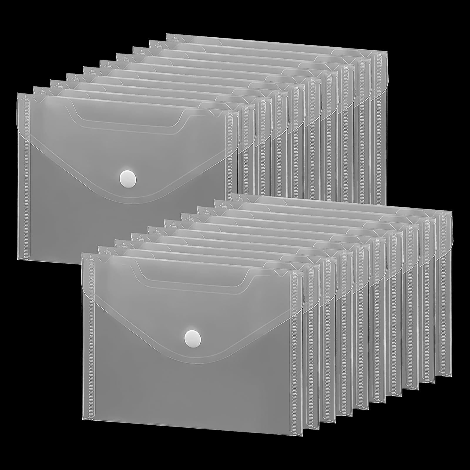 ZEONHAK 50 PCS A6 Clear Wallets Folders, 170x120mm Plastic Envelope Folder, File Document Folders with Popper for Office