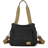 Sunshinejing Women's Canvas Purse Small Shoulder Tote Work Crossbody Bag Multi-pocket Handbag