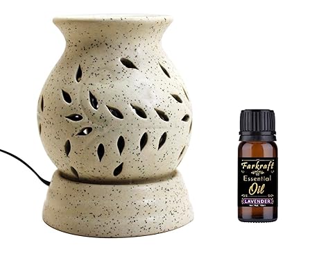 FnP CL Ethnic Electric Aroma Diffuser/Burner Matt White Aroma Diffuser, Fragrance: Lavender