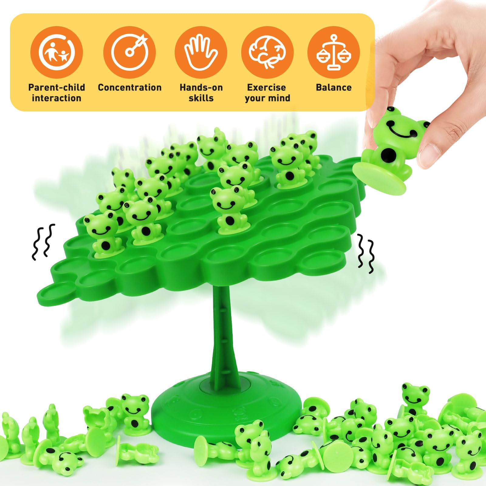 Frog Balance Game Toys,Balance Game Tree Two-Player Parent-Child Interactive Family Tabletop Puzzle Montessori Toy,Frogs Board for Kids and Adults (Frog)