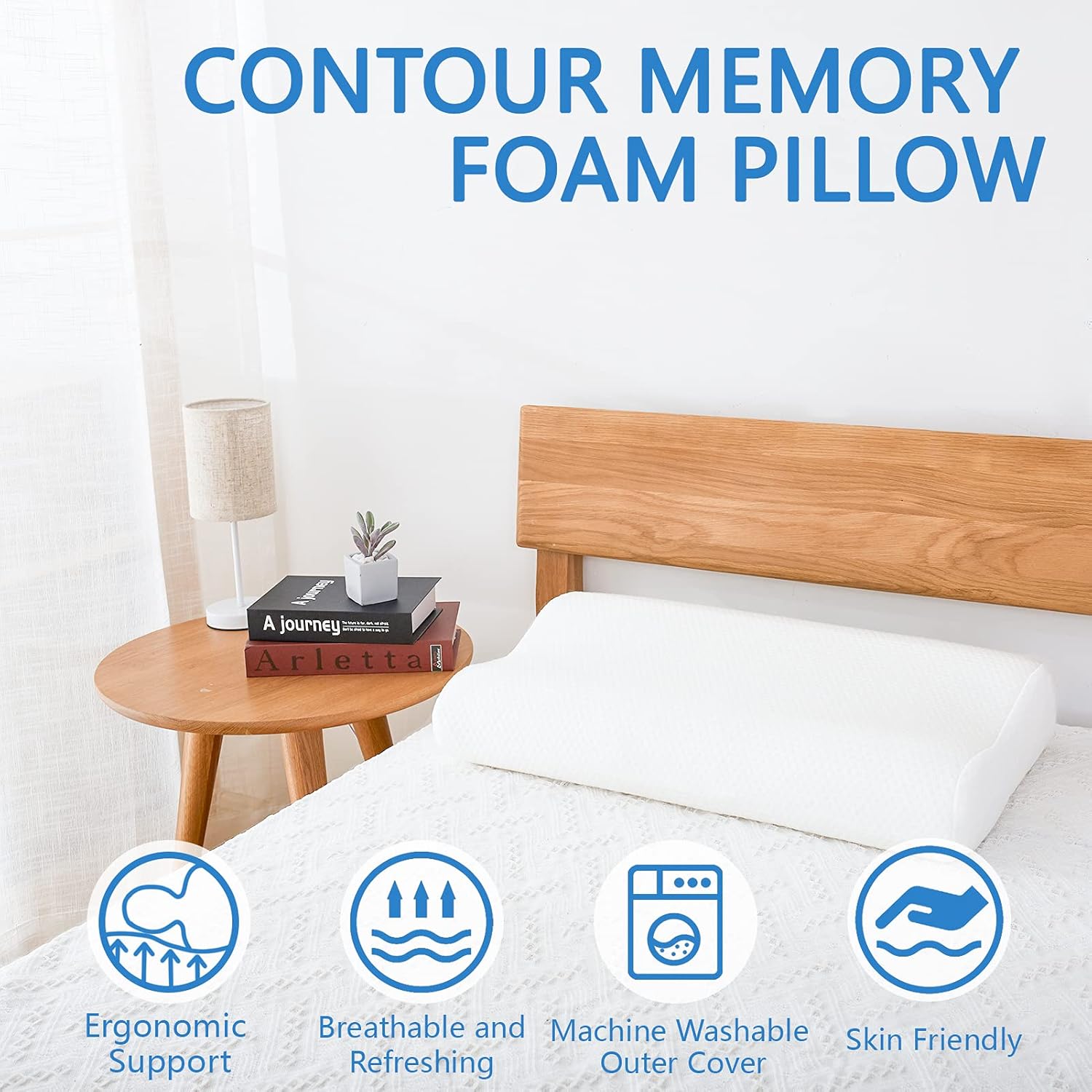 Contour Memory Foam Pillow for Neck Pain, Cervical Pillows for Sleeping, Orthopedic Pillows, Neck Pillows for Pain Relief Sleeping, Ergonomic Neck Support for Back, Stomach, Side Sleeper: Kitchen & Dining