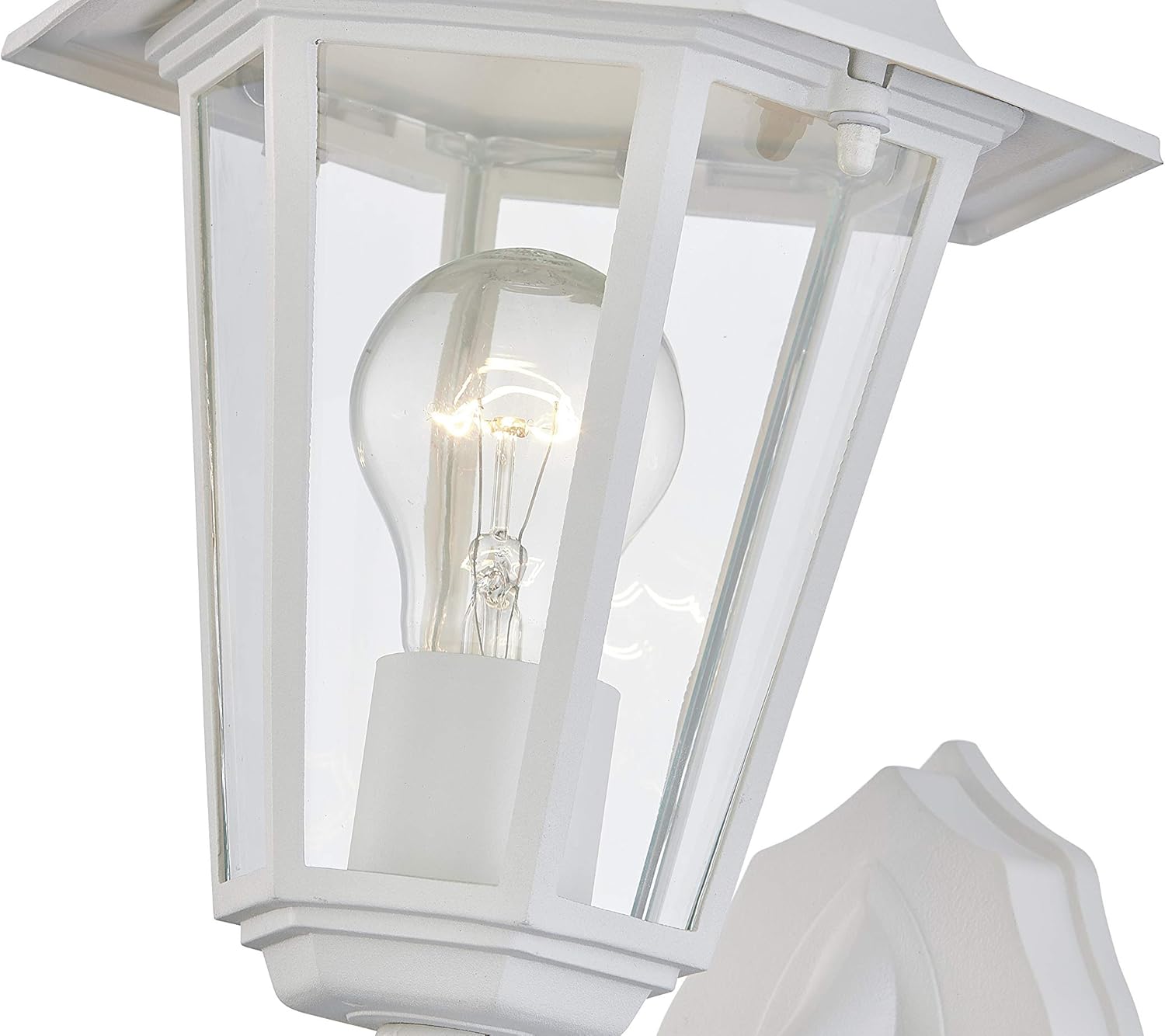 Gruenlich Outdoor Wall Lantern, Wall Sconce as Porch Lighting Fixture with One E26 Medium Base, Aluminum Housing Plus Glass, ETL Rated, Bulb Not Included (White Finish) - - 