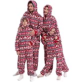 HSCTEK Fuzzy Teddy Fleece Family Christmas Matching Onesie with Hoodie(One Set for Single One)