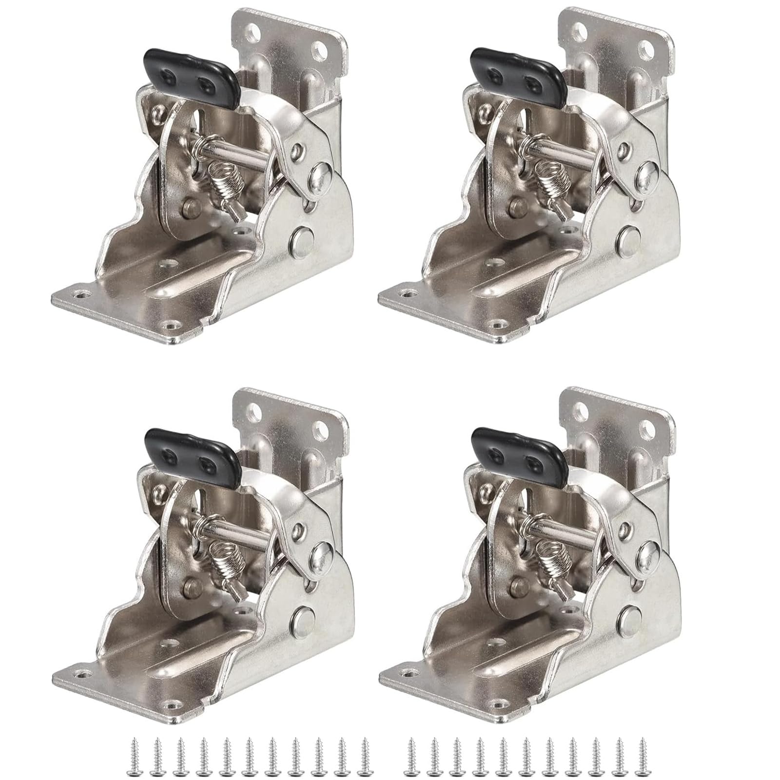 Cokritsm Folding Locking Hinges 90 Degree Foldable Furniture Leg Hinges, Self-Locking Hinge Extension Support for Table Bed Leg 4 Pack Silver Folding Desk Leg Brackets with Screws