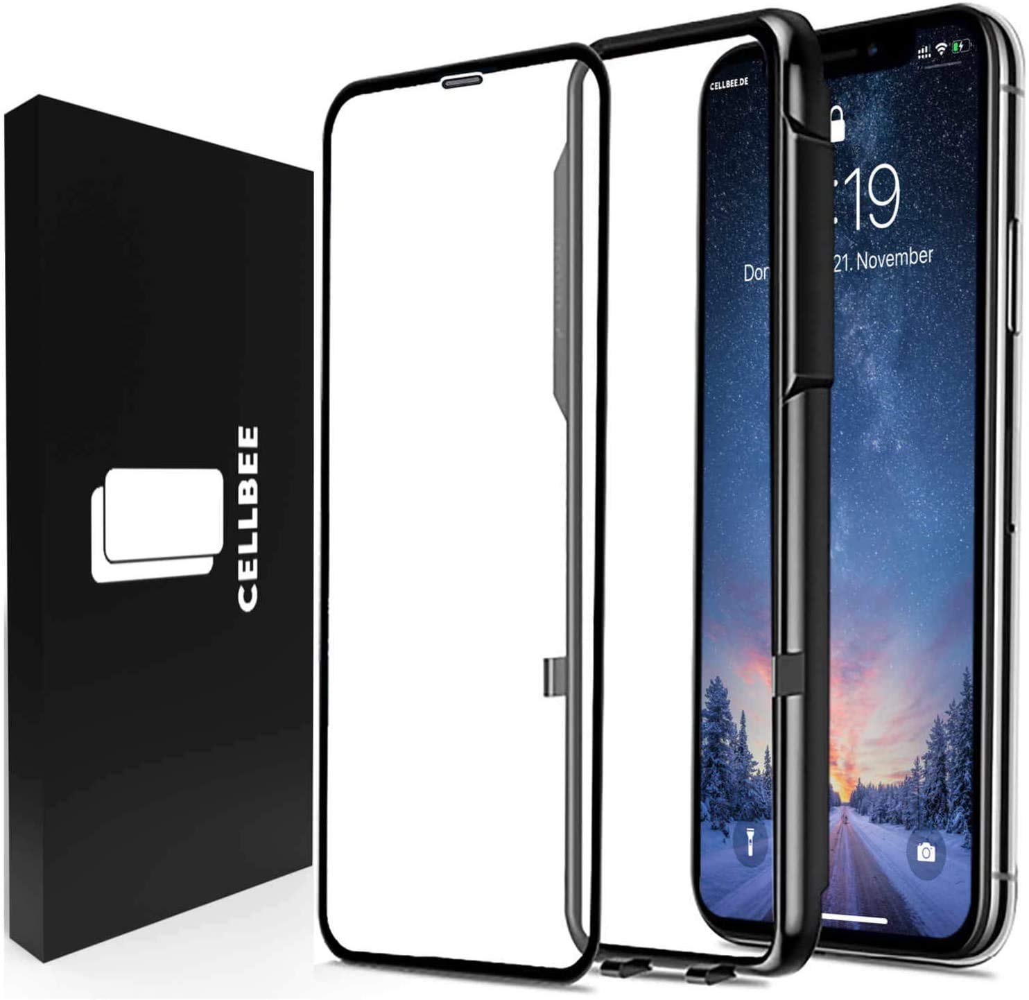 CellBee Phone Screen Protector Compatible with iPhone, Tempered Glass, Premium Protector for Display – Anti-Dust-Bubble, Invisible Black (iPhone XS MAX, The Curved)