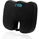 CYLEN Home-Memory Foam Bamboo Charcoal Infused Ventilated Orthopedic Seat Cushion for Car and Wheelchair - Washable & Breathable Cover (Black)