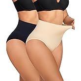 Eleady Tummy Control Underwear for Women 2 Piece Mid-Waist Butt Lifting Panties Breathable Seamless Underwear for Women