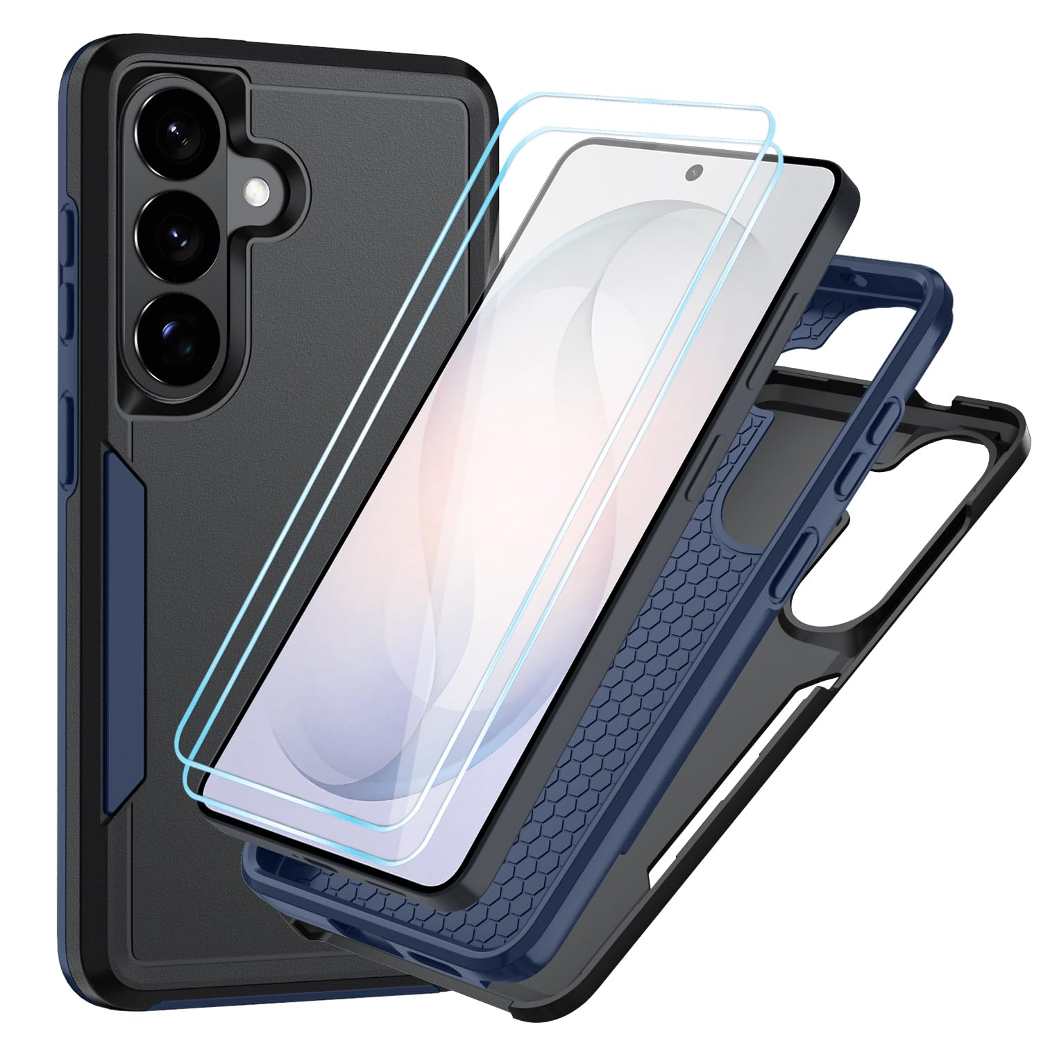Suncasetor for Samsung Galaxy S26 Case with HD Screen Protector [Military Grade Drop Protection] Heavy Duty Full Body Shockproof Protection for Galaxy S26 Phone Case,Black/Navy