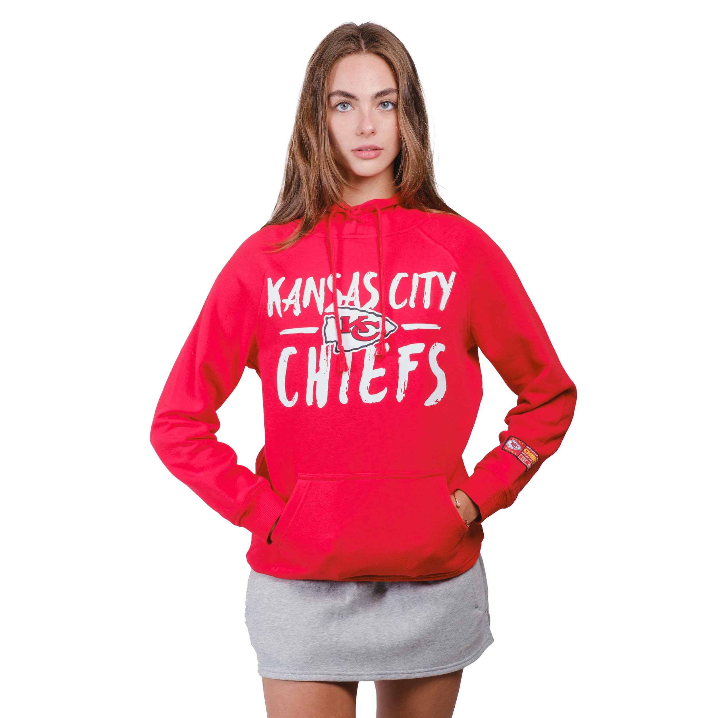 Ultra Game NFL Women's Official Super Soft Tie Neck Pullover Hoodie Sweatshirt, Kansas City Chiefs, Team Color, X-Large Image