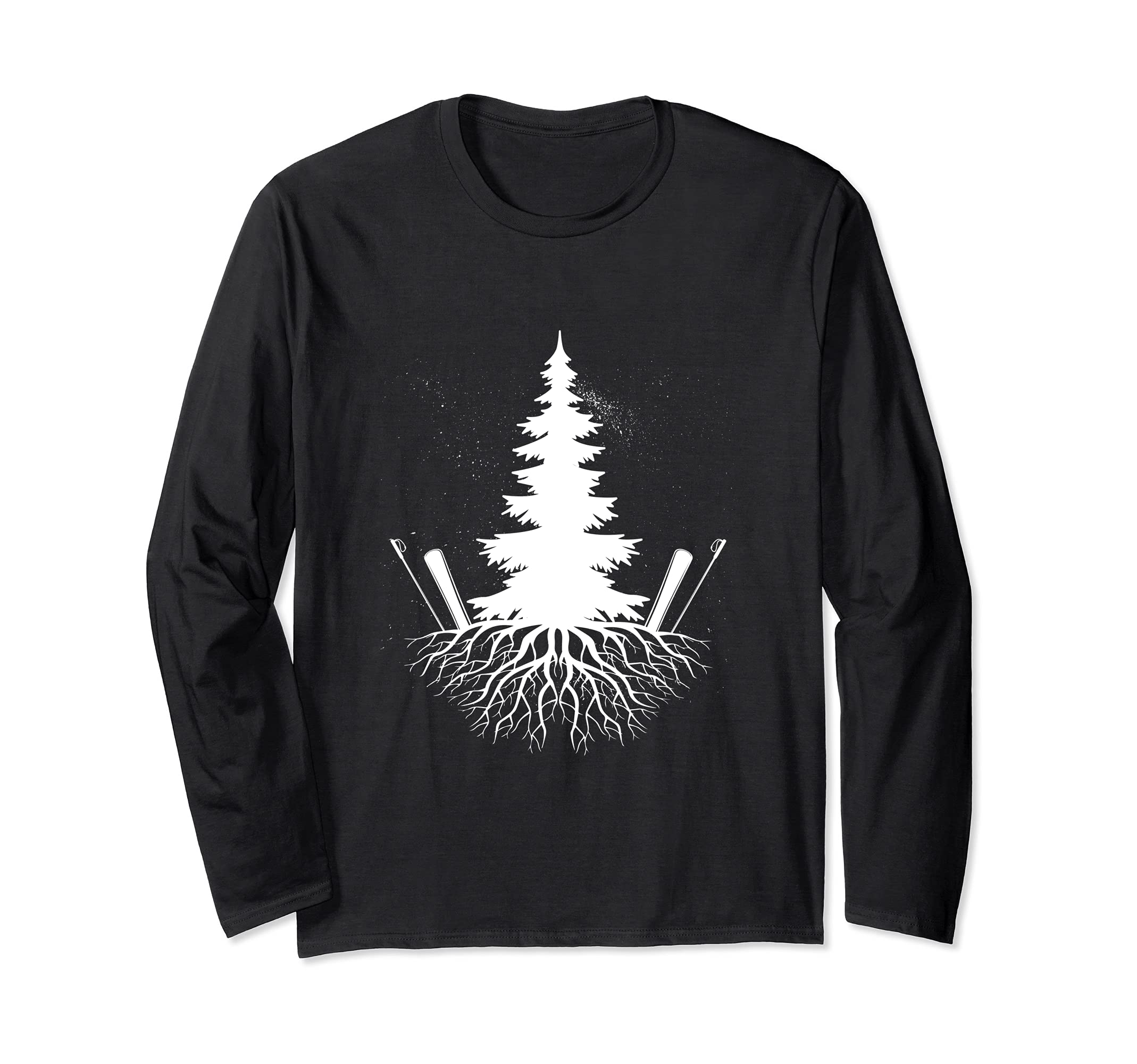 Tree Nature Snow Ski Mountains Skies Sporty Skiing Long Sleeve T-Shirt