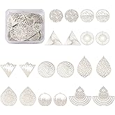 Spritewelry Rainbow Thin Filigree Charms Stainless Steel Teardrop Heart Pendants Metal Flower Leaf Butterfly Charms Etched Metal Embellishments for Earrings Jewelry Making Dream Catchers Crafts