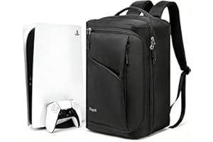 Ezgnuk Game Backpack for PS5 Console, Protective Travel Carrying Case, Large Capacity Storage Bag with Zippered Pocket for PlayStation 5, Laptop, Headphones, Game Discs and Accessories