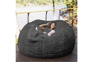 EKWQ Bean Bag,Giant Fur Bean Bag Chair Cover for Adults Kids (Without Filling) Comfy Fluffy Giant Round Beanbag Lazy Sofa Cover for Reading Chair Floor Chair Lazy Sofa Bed Cover Soft Fluffy Faux BeanBag
