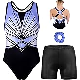 MODAFANS Gymnastics Leotards for Girls With Shorts Tumbling Dance Combined Racerback Activewear 4-13Years