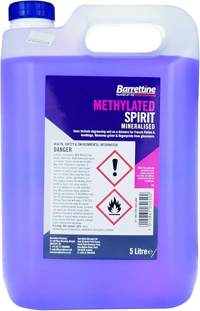 Barrettine Methylated Spirit 5L Brand New Barrel 5 Litre