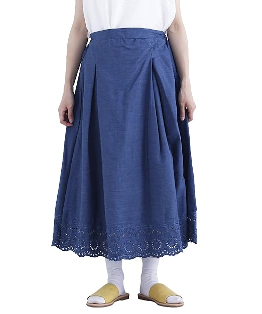 Amazon メルロー Merlot デニムレース裾フレアスカート1544 Amazon メルロー Merlot デニムレース裾フレアスカート1544