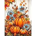 LWZAYS Fall Pumpkin Paint by Number Kit for Adults Canvas, Thanksgiving Paint by Numbers for Adults Beginners Maple Leaves, Autumn Harvest Painting by Numbers for Holiday Gift Decor - 12x16 Inch