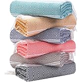 6 Packs Oversized Cotton Turkish Beach Towels Set Bulk 74"x38" Extra Large Sand Free Quick Dry Clearance Swim Bath Camping Pool Towel Travel Blanket Adult Essentials Cruise Accessories Vacation Gift