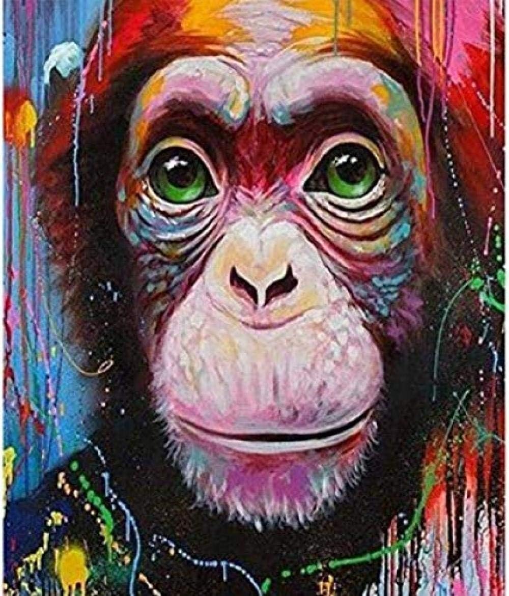 XMMZNA Jigsaw Puzzles 1000 Pieces Art Colorful Animal Monkey Adult Hand Drawn Art Picture familyLearning Educational Kids Gift