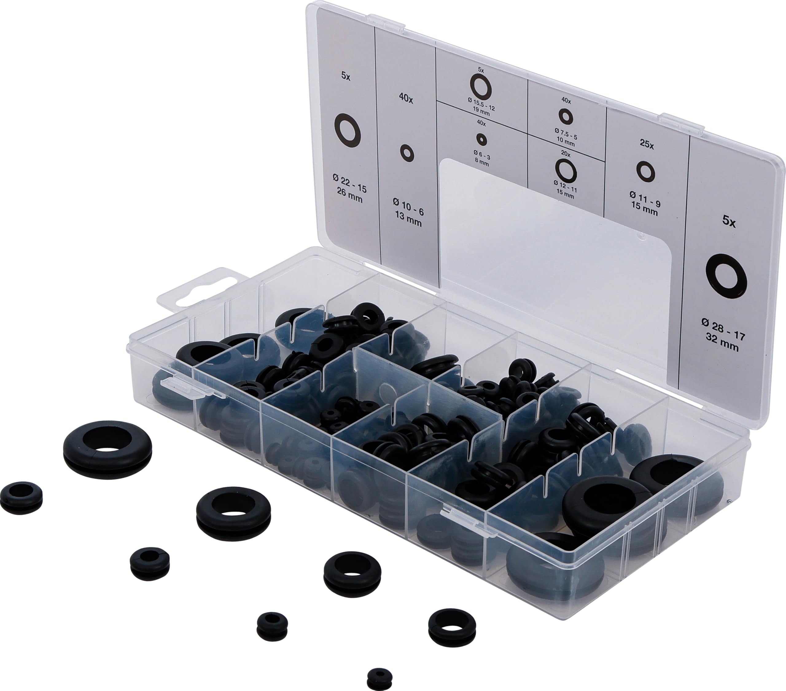 BGS 8125 | Rubber Grommet Assortment | Metric | 180 pcs.