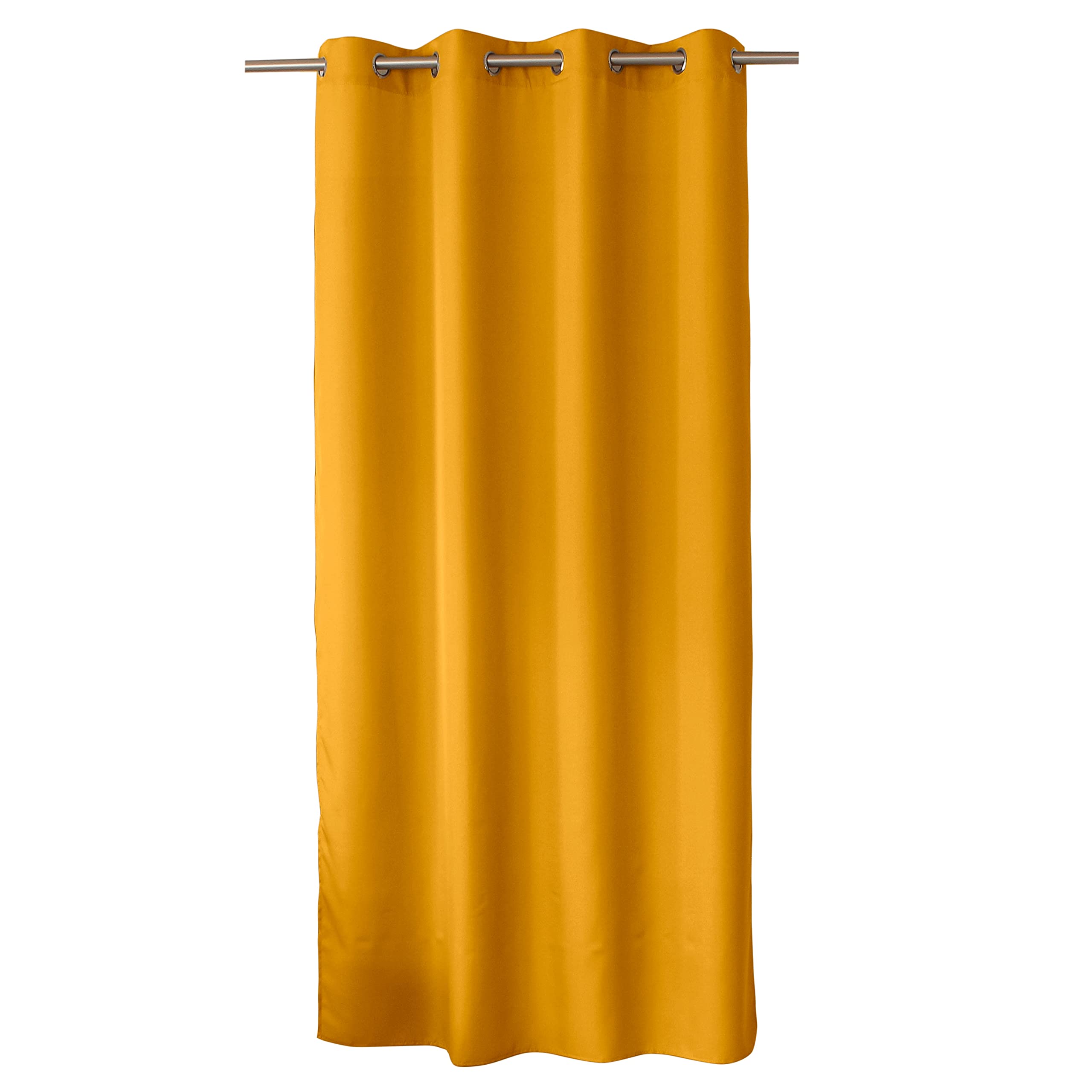 ED ENJOY HOME Decorative Curtain with Silver Eyelets 140 x 240 cm, Mustard Yellow, 100% Polyester, Satin, Basic Collection