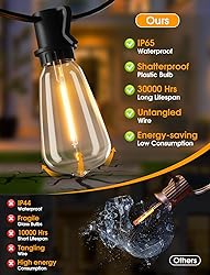 Larkvue 25FT Outdoor String Lights, Patio Lights