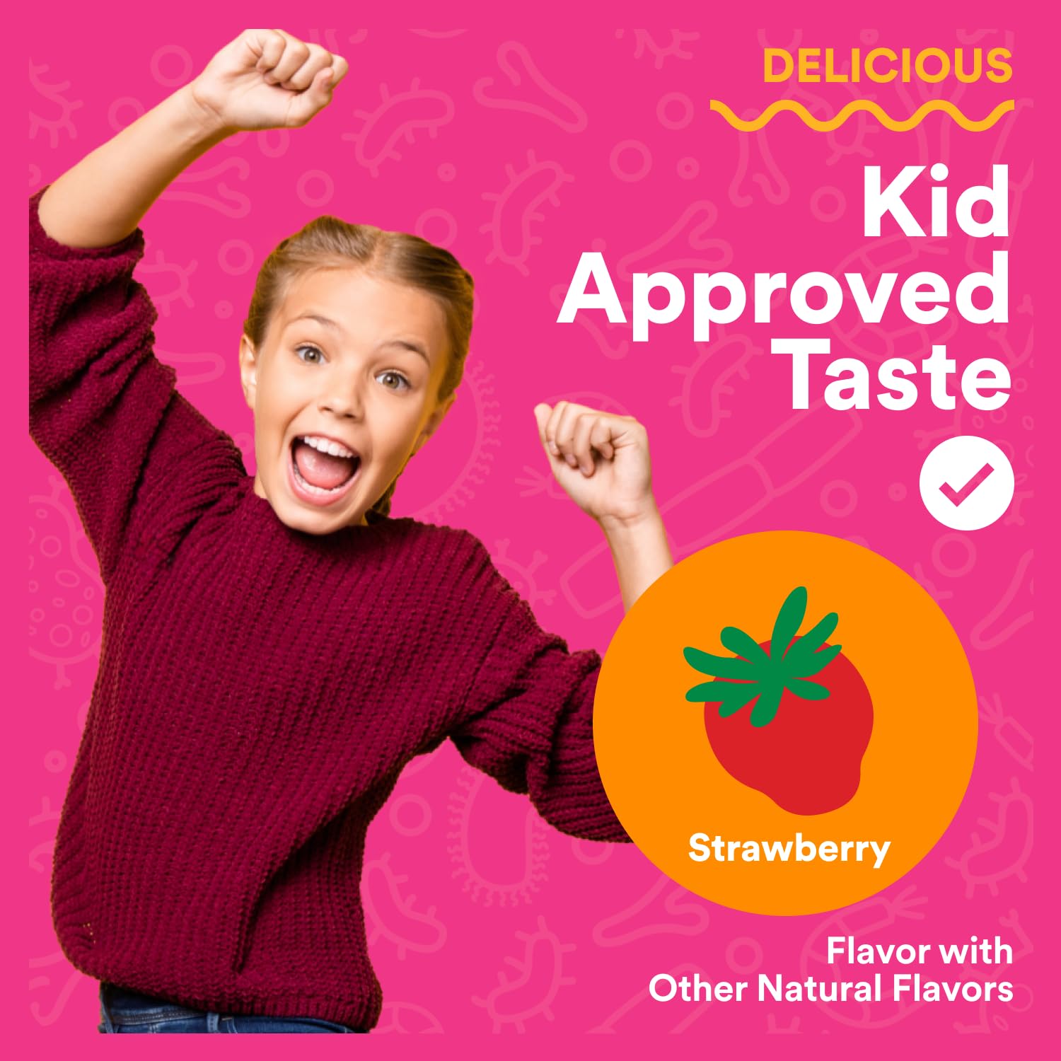 SmartyPants Kids Probiotic & Prebiotic Gummies for Digestive Health: Gut Health Supplement, Clinically Studied Prebiotic for Immune Support, Strawberry, 60 Count (30 Day Supply)