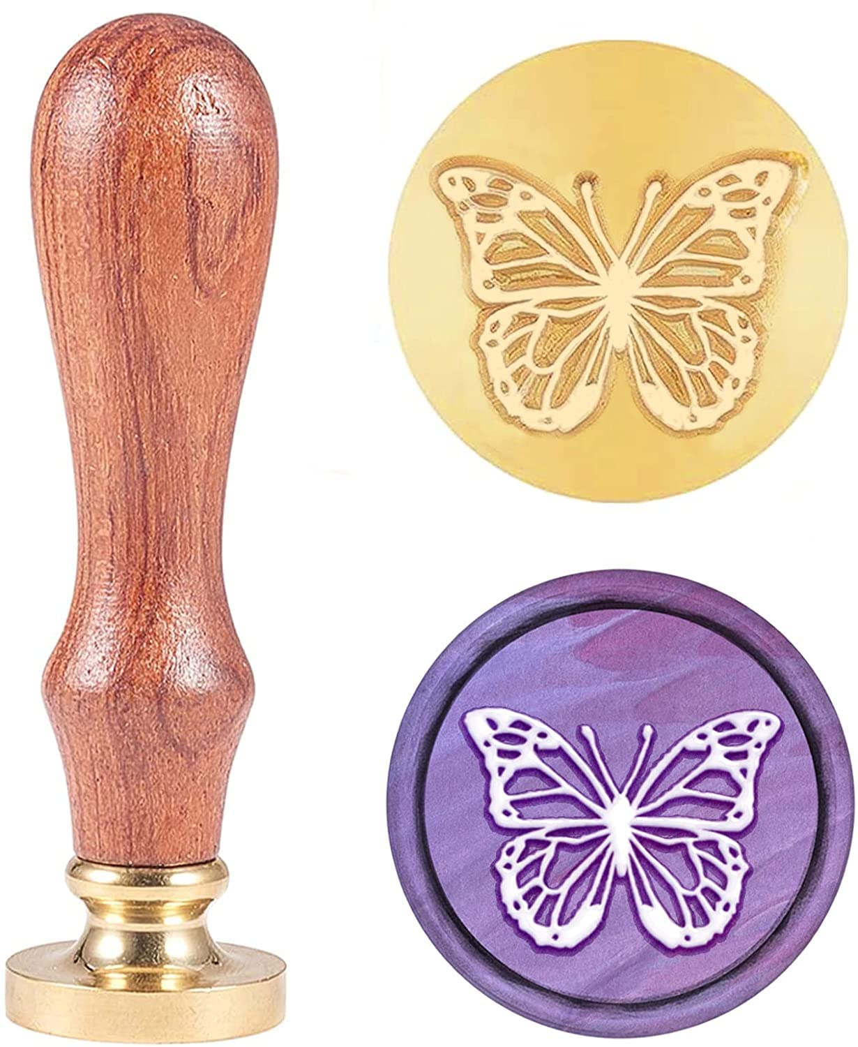 CRASPIRE Wax Seal Stamp Butterfly, Sealing Wax Stamps 25mm Removable Seal Stamp Head with Wooden Handle for Sealing Envelope Cards Gift