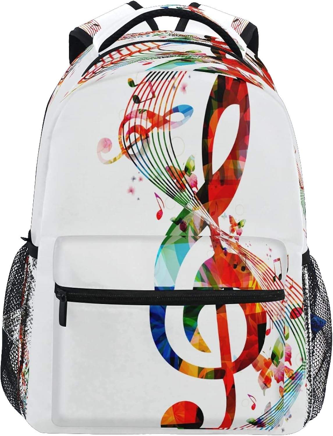 Music Notes Backpack Musical Notes Rhythm Song Vibrant Colors Student School Bag Bookbag 14 inch