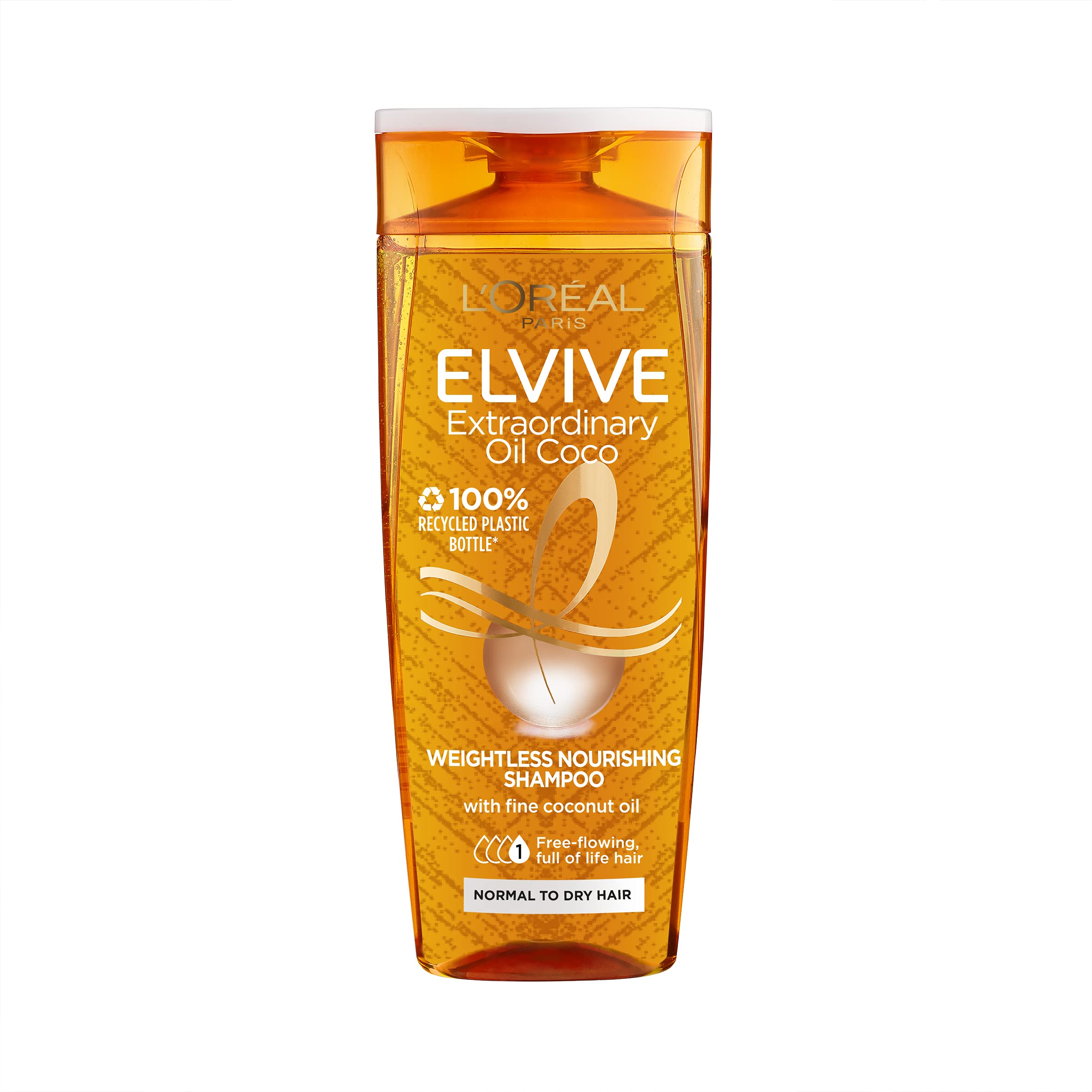 Elvive Haircare L'Oreal Paris Extraordinary Oil Weightless Nourishing Shampoom, Coconut, 400 ml