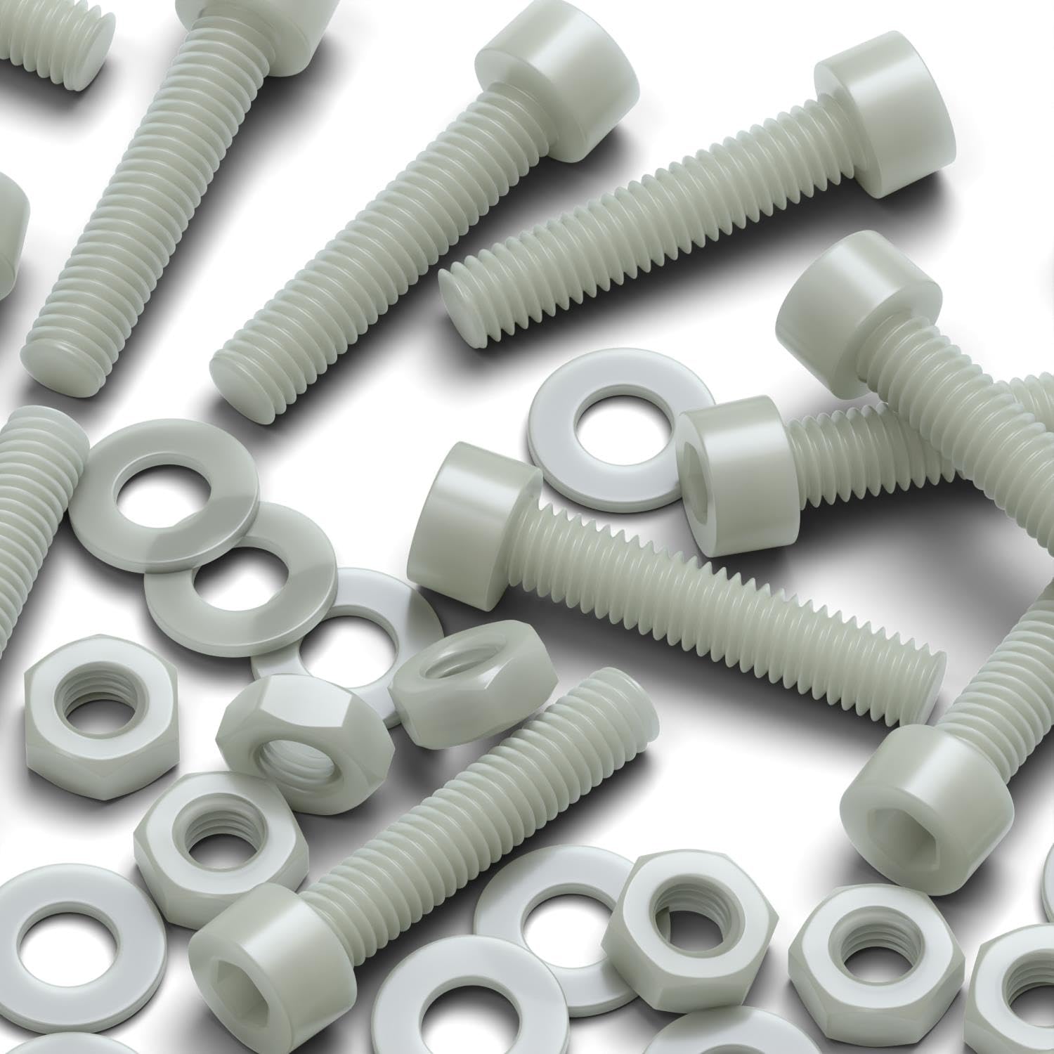 50x Glass Filled Reinforced Super Nylon Socket Head, M4 x 20mm, Plastic Nuts and Bolts, Washers, Hexagon.
