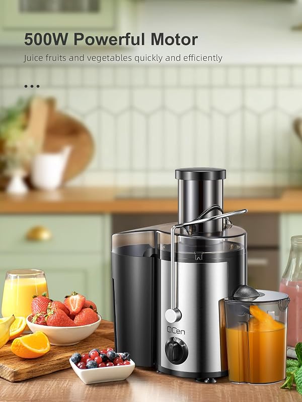 Zentrifugal Entsafter 500W, 76mm Einfüllöffnung, Edelstahl Dual-Speed