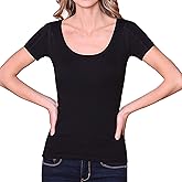 Sweatproof Undershirt for Women, Scoop Neck, Black, Armpit Sweat Pads, Stops Underarm Sweat, Sweat Proof Undergarment