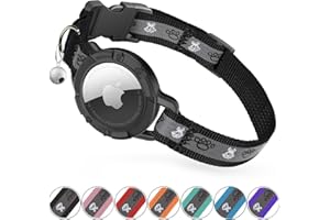 Reflective AirTag Cat Collar, Integrated Cat Tracker Collar with Air Tag Holder and Bell, Safety Elastic Band Cat GPS Collars