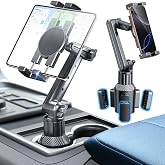 eSamcore Cup Holder Tablet Mount for Truck, Car Tablet Holder, iPad Stand | Adjustable 15" Height, 360&deg; Rotation, 0.9" Depth Clamp, 2.36&rdquo;-3.9&rdquo; base, Fit iPad Air/Pro/Mini 4.7"-12.9&rdquo;, Fold Phone, iPhone