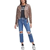 Levi's Women's Faux Leather Belted Motorcycle Jacket (Standard and Plus Sizes), Natural Snake, 1X