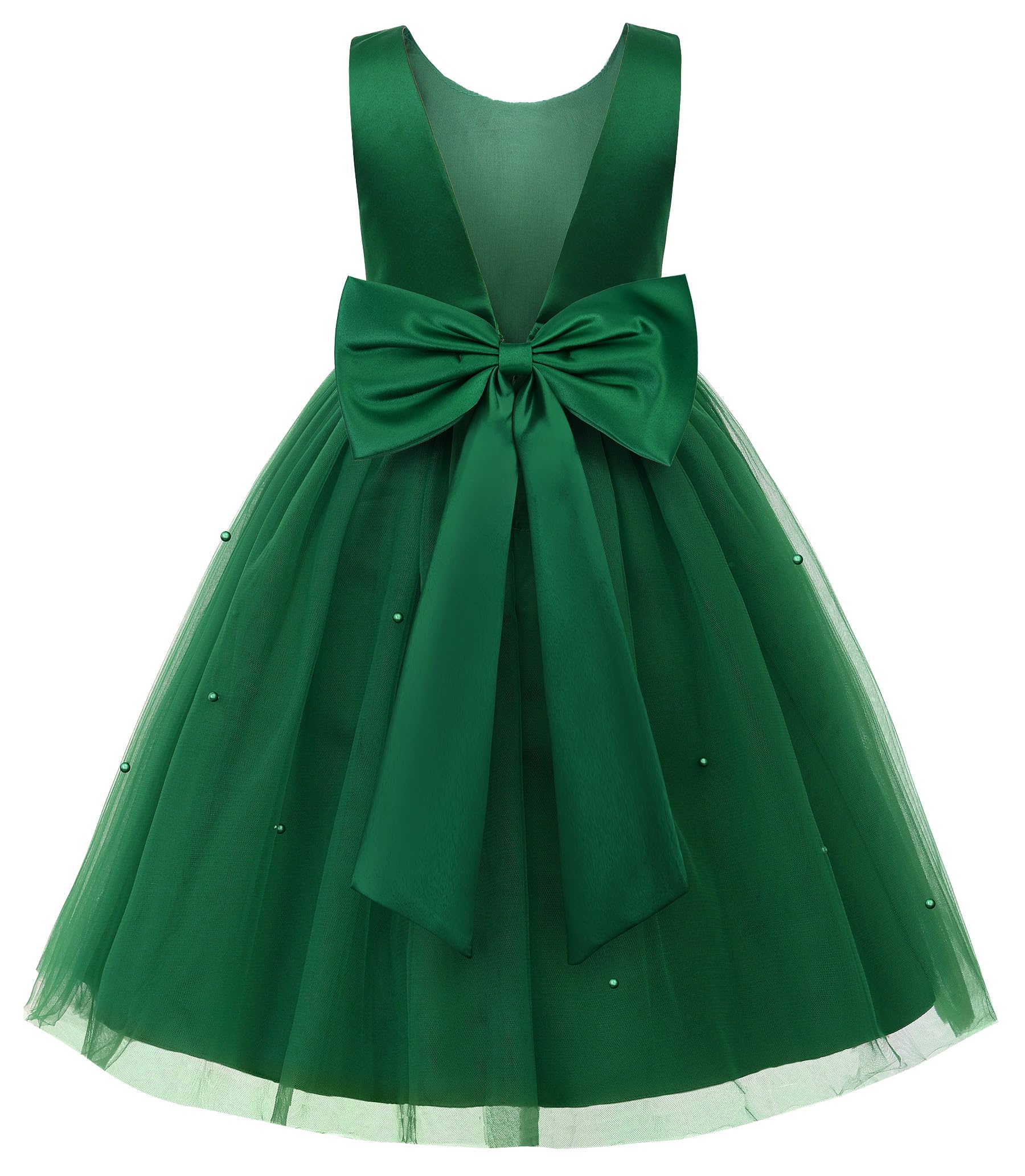 Photo 1 of JerrisApparel Flower Girls Dress Wedding Satin Dresses Princess Birthday Party Prom Ball Gown (8T, Green)