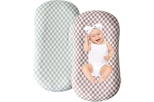 Little Jump Cotton Baby Lounger Covers, 2 Pack, Soft Removable Slipcovers for Newborn Infant Lounger, for Girls Boys, Coffee 