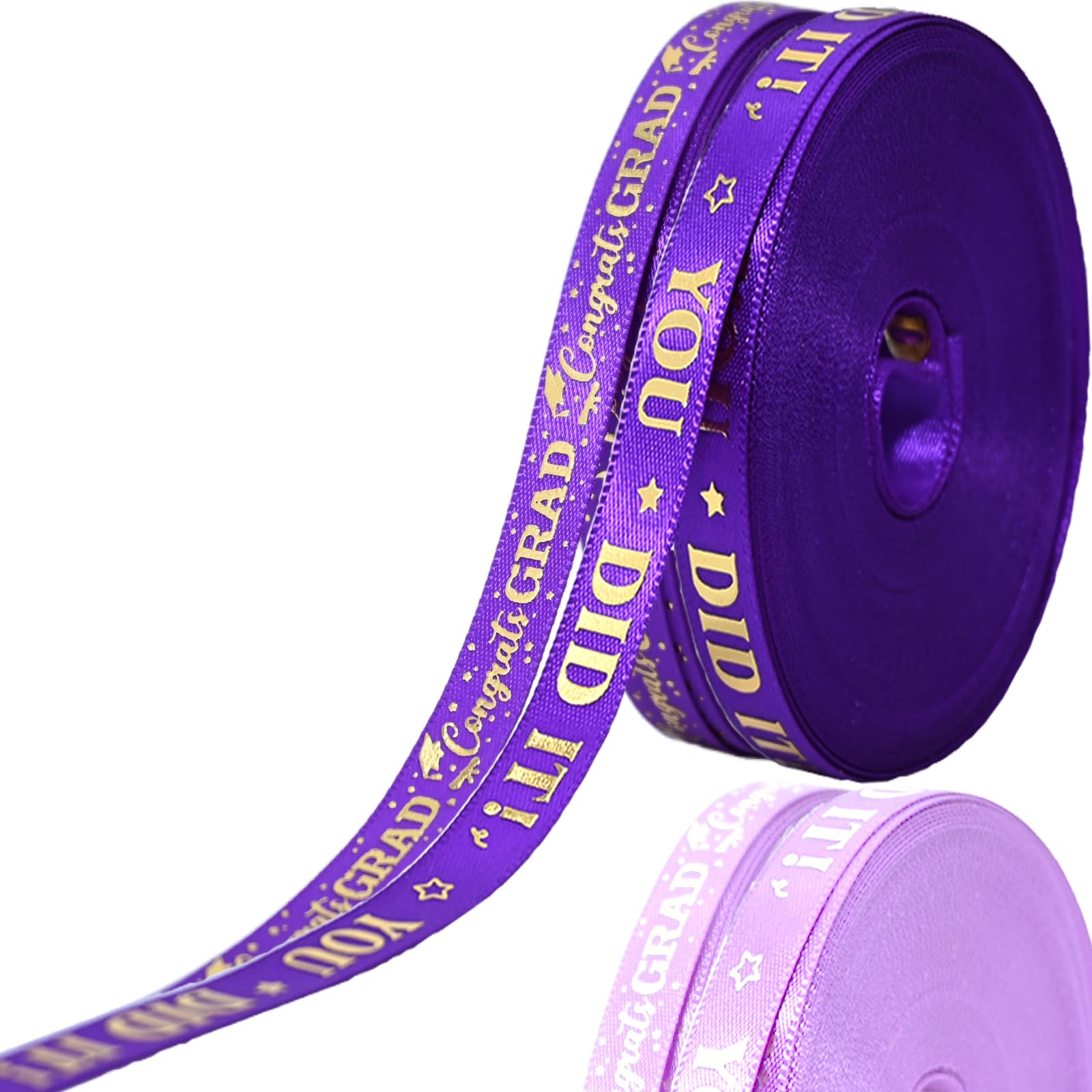Photo 1 of 2 Roll Class of 2025 Graduation Ribbon 1 Inch or 3/8 inch Width for Graduation Classroom Party Supplies DIY Crafts (Purple, 3/8 Inch)