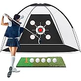 Golf Net,10x7FT with Golf Practice Mat,Hitting Aid Nets for Backyard Driving Chipping Training Swing with Target Outdoor or Indoor–Gifts for Men/Dad/Him